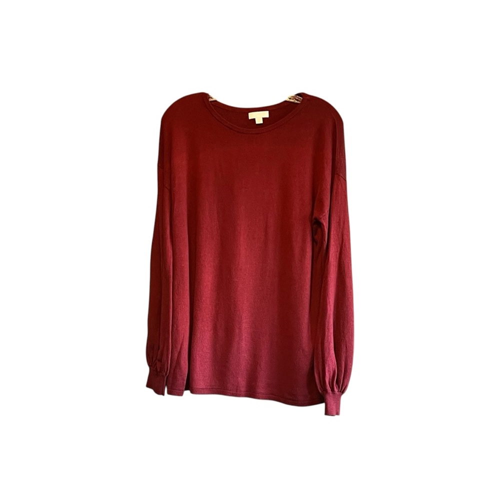14th & Union	scoop neck merlot burgundy sweater with gathered cuffs size M